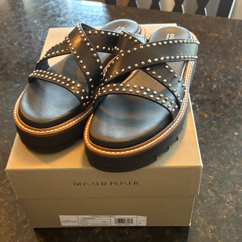 Donald J. Pliner Black Studded Sandals